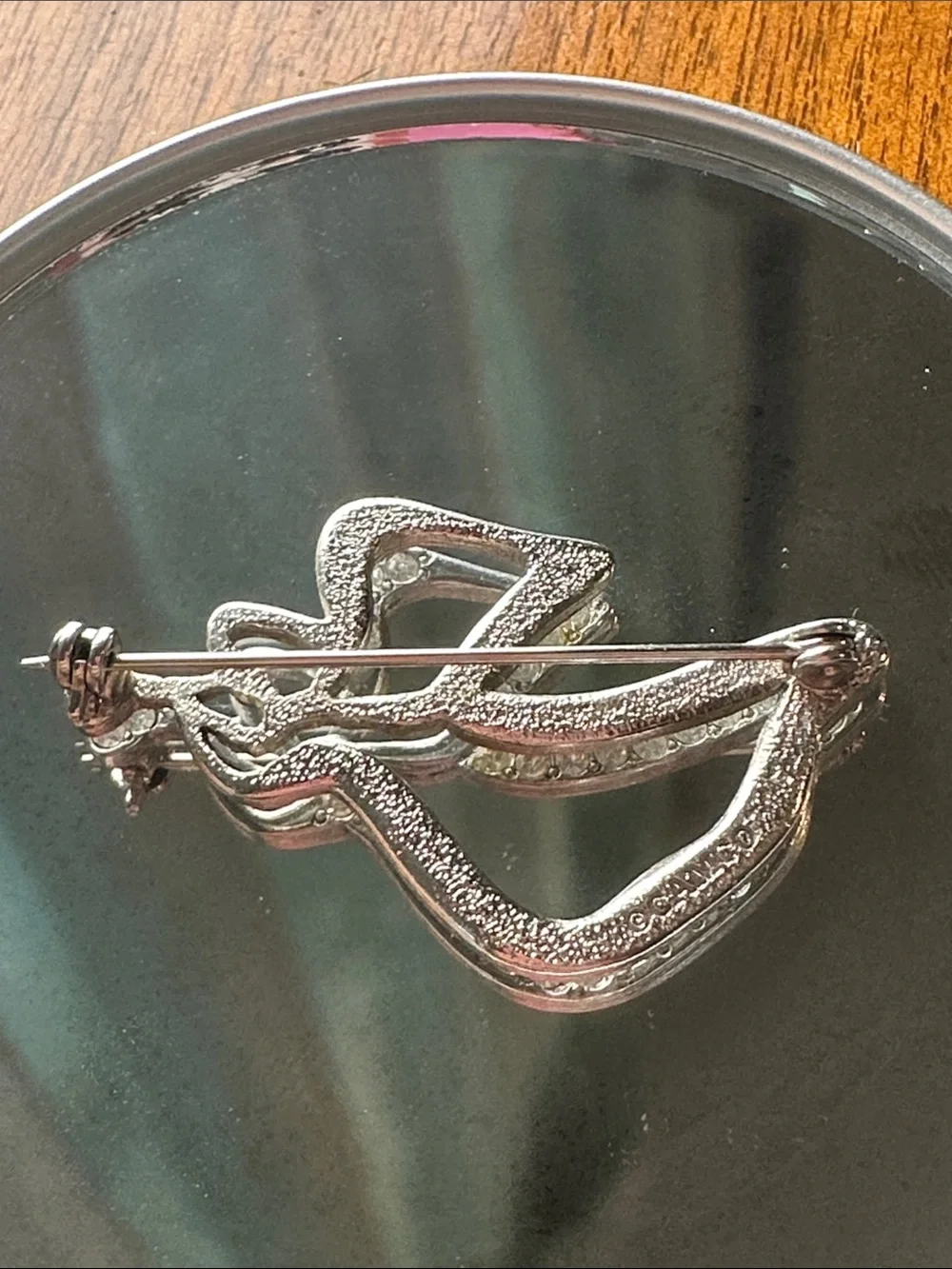 Vintage Silver Tone with Crystals Angel Blowing a Horn Pin Brooch